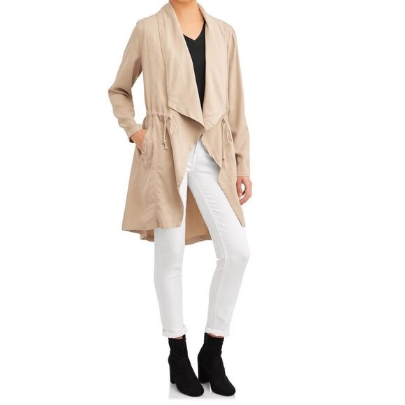 Max Jeans Womens Folkstone Drape Open Front Long Cardigan Coat Tencel  Pink/Peac - Picture 1 of 12